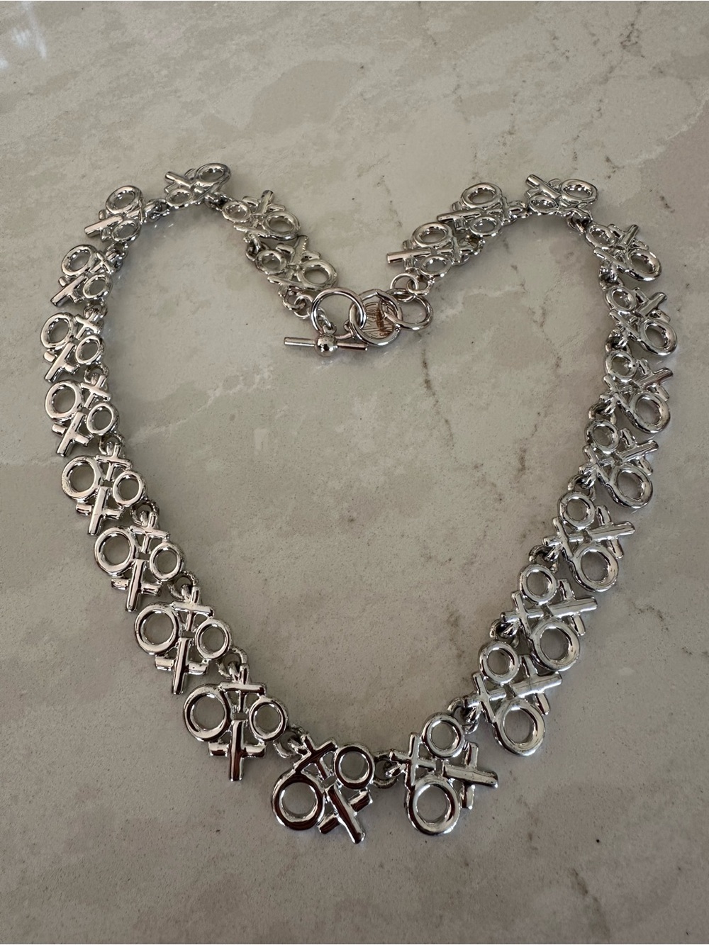 Anne Klein Silver XOXO Toggle Link Necklace
